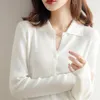 Women's Knits Spring And Autumn 2023 Women's Collar Woolen Cardigan Thin Sweater Coat Short Shirt Versatile Knitwear