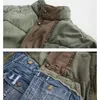 Kurtki mężczyzn Aboorun Hi Street Hole patchwork dżinsowa kurtka streetwear gęsty bawełniany płaszcz dżins