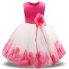Fille robes fleur bébé robe de mariée fée pétales vêtements pour enfants fête enfants vêtements fantaisie robe adolescente 4 6 8 10T