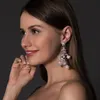 Festive Versatile Leaf Flower Large Ring Boucles d'oreilles Sexy Super Shiny Long Boucles d'oreilles Accessoires pour femmes