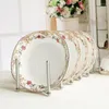 Plates 4pcs Set 8inch Fine Bone China Serving Dishes Ceramic Dinner Dish Plate For Buffet Party Salad Servies