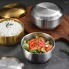 Bowls 1PC 304 Stainless Steel Double Rice Bowl With Lid Soup Steamed Anti-Scalding Child Small Korean Cuisine