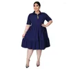 Vestidos Plus Size Camisa Sólida de Verão Vestido Roupas Femininas 5x Escritório Senhoras Doce Cintura Alta Mini Atacado Gota