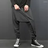 Calças Masculinas Tamanho Grande Masculino Casuais Drape Drop Virilha Harém Calças Hip-hop Baggy Dança Estilo Punk Gótico