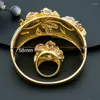 Collana Orecchini Set ModemAngel Begonia Flowers Luxury 3 Tone SunFlower Party Wedding Women Bracciale Bangle Ring Dress Jewelry