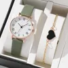 Armbandsur Topp 5/2st Watch Set for Women Luxury Leather Analog Ladies Quartz Wristwatch Fashion Armband 2023 Relogio Feminino