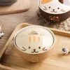 Bowls Ins Style Creative Instant Noodle Ceramic Cup Bowl With Cover Bento Box Student Lunch Soup Set