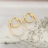 Hoop Earrings Trendy Gold Color Small White Pearl Strand U For Women Girl Elegant Gorgeous Fashion Lovely Jewelry Accessory