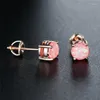 Stud Earrings White Blue Pink Opal 6mm Round Stone Small Dainty Rose Gold Screw Back For Women Wedding Jewelry