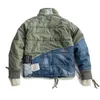 Men S Jackets Aboorun Hi Street Hole Patchwork Denim Jacket Streetwear Dik Down Cotton Jean Jas voor mannelijke 221231Curz