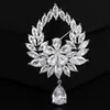 Mode Große Kristall Teardrop Silber Farbe Brosche Pin für Frauen Hochzeit Bouquets Luxus Kragen Zubehör Schmuck Geschenk