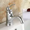 Badrumsvaskar Krattor Ankomst Guldbassängen kran Fnish Brass Mixer Tap Chrome Torneiras Para Banheiro 5065