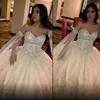 2023 prachtige baljurken van de baljurken bruidsjurk kristallen kralen tule sweetheart halslijn lange mouwen kanten applique op maat gemaakte plus size vestido de novia