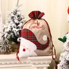 Décorations de noël grand sac de bonbons bas de lin Santa sacs cordon poche cadeau pour enfants cadeaux de noël Navidad 2023