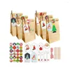 Christmas Decorations Pouch Party Supplies Gift Biscuit Packing Label Stickers Xmas Tags Kraft Paper Bag Bags