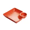 Plates Large Square Dumpling Plate With Vinegar Space PP Creative Separated Divided Tray Japanese Tableware Household Friut
