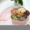 Plates 1/2-Tier Plastic Box Flower Shape Storage With Cover Candy Fruit Nuts Snack Plate Container