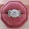 Wedding Rings 2023 Arrival Luxury Round Silver Color Engagement Ring For Women Lady Anniversary Gift Jewelry Bulk Sell R5483