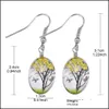 Fashion Jewelry Charm Earrings Fresh Dried Flower Charms S Dangle Earring Glass Oval Ball Drop Ear Creative Gift Delivery