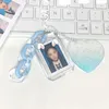Keychains Lanyards 1pc Acrylic Card Cover Transparent Cute Key Ring Sweet Love Heart P o Holder Bag Pendant Keychain Accessories 230103