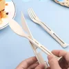 Set di stoviglie 3 pezzi Set di coltelli forchetta e cucchiaio di paglia di grano nordico Stoviglie portatili tre in uno occidentale per accessori da cucina per bambini