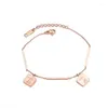 Link Bracelets Hemiston Titanium Steel Rosegold Bracelelet feminina Flor de rosa quadrada geométrica