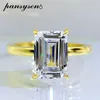 Klusterringar PANSYSEN 18K Guld Färg Solid 925 Sterling Silver 7 10MM Emerald Cut Simulerad Moissanite Diamant För Kvinnor Fina Smycken