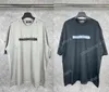 xinxinbuy Men designer Tee t shirt Paris destroyed Fuzzy letter printjacquard manga curta algodão feminino branco preto cinza XS-L
