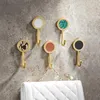 Hooks European-Style Brass Punch-free Adhesive Shell Coat Hanger Bathroom Wall Door Back Home El Decoration Metal