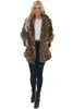 FOURNE FURNE AUTOMNE HIVER LEOPARD IMPRESSION DU Tempérament de la mode pour femmes avec des poches Loose Furry Coat Casual Girl