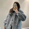 Women's Fur Women Fluffy Warm Plus Size Coat Casual Loose Lamb Wool Jacket Fashion Vintage Outerwear 2023 Winter Long Gray Faux