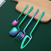 Dinnerware Sets 24 Pcs Stainless Steel Spoon Knife Fork Set Coffee Creative Hanging Cup Dessert And