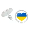 Studörhängen 1Pair Ukraina flagga för kvinnor Fashion Metal Glass Cabochon Ukrainsk nationell symbol öratuttalande smycken