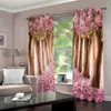 Cortina 3d lindo cor de cerejeira rosa Luxo espessura para a sala de estar Cor cortinas de cozinha de casamento decoração em casa