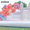 Atacado comercial casamento inflável bouncer bouncy castelo branco bounce casa combinação com slide bola pit para crianças incluem ventilador navio livre para sua porta