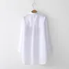 Women's Blouses Women White Shirt Cotton Casual Wear Button Up Turn Down Collar Long Sleeve Blouse Embroidery Feminina