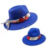 ベレー帽のファッションハンド縫い付けられた女性のための青いフェドーラス帽子不規則な色調整可能なフェドーラフェルト秋の冬フェルト