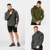 Herren Hoodies DUYIT Mode Ausschnitt Schulter Reißverschluss Kapuzenpullover Herren Frühling/Herbst Einfarbig Langarm Große Tasche