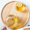 Plates Bamboo Wooden Round Pallet Solid Wood Tea Tray Casserole Mat Bread Nut Snack Storage 15/20/25/30Cm Kitchen