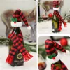 Factory Bar Tools Christmas Ornaments Set Xmas Mini Buffalo Plaid Wine Bottle Topper Cover Santa Hat Checked Scarf RRD199