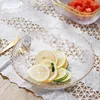 Bowls Oneisall Gold Inlay Edge Glass Salad Bowl Fruit Rice Serving Storage Container Lunch Bento Box Decoration Tableware