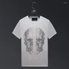 Men's T Shirts Summer Short-sleeved T-shirt Skull Drilling High Street Mercerized Cotton Plus Size Compassionate Shirt Men