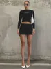 Two Piece Dress Y2K Sets Outfits Fall Crop Top And Mini Skirt Reflective Sexy Rave Club For Women Streetwear 221231