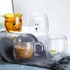 Vinglas Cartoon Glass Cup Mug Double Layer High Borosilicate Duck Bear Milk Hushållen TEA Kaffe Vatten Drinkware