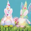 Festives verlichte Bunny Easter Gnome Handmade pluche elf speelgoed Huidige konijnencadeaus Spring Tabletop Holiday Decorations RRC875