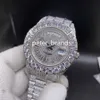 Juego de puntas de diamantes para hombre, reloj de pulsera completo con hielo, caja de acero inoxidable plateado, correa de diamante de 43MM, relojes automáticos para hombre 235Q