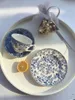 Plates British Retro Blue And White Porcelain Tableware Steak Plate Po Flower Dessert Soup Bowl