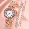 Montres-bracelets Femmes Bracelet Montres Ceinture en acier Amour Strass Quartz Montre-bracelet pour 2023 Glacé Montre Femme