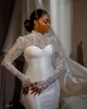 Robes de mariée sirène africaines 2023 avec train détachable jupe bouffante col haut pays jardin robes de mariée royales Vestido De Novia