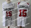 대학 농구는 NCAA SDSU #15 Leonard Retro Kawhi 저지 Lower Merion #33 Bryant Vintage LA 셔츠 Leeds 34 Barkley San Diego State Aztecs Charles를 착용합니다.